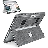 SSS·GRGB Case fit Microsoft Surface Pro 11/10/9/8 13-Inch, with Stent Cover, Hand Strap, All-in-one Rugged Case Compatible with Type Cover Keyboards, Grey