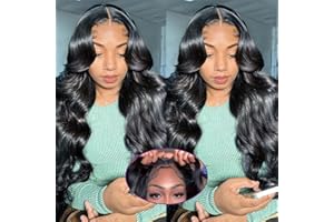 AOLIDA Wear and Go Glueless Wigs Human Hair Pre Plucked Pre Cut 5x5 HD Lace Closure Body Wave Lace Front Wigs Human Hair for Women Beginners 180% Density Natural Black Frontal Wig 26 Inch