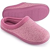 HomeTop Women's Knit Memory Foam Slippers Warm Soft House Shoes with Anti-slip Sole
