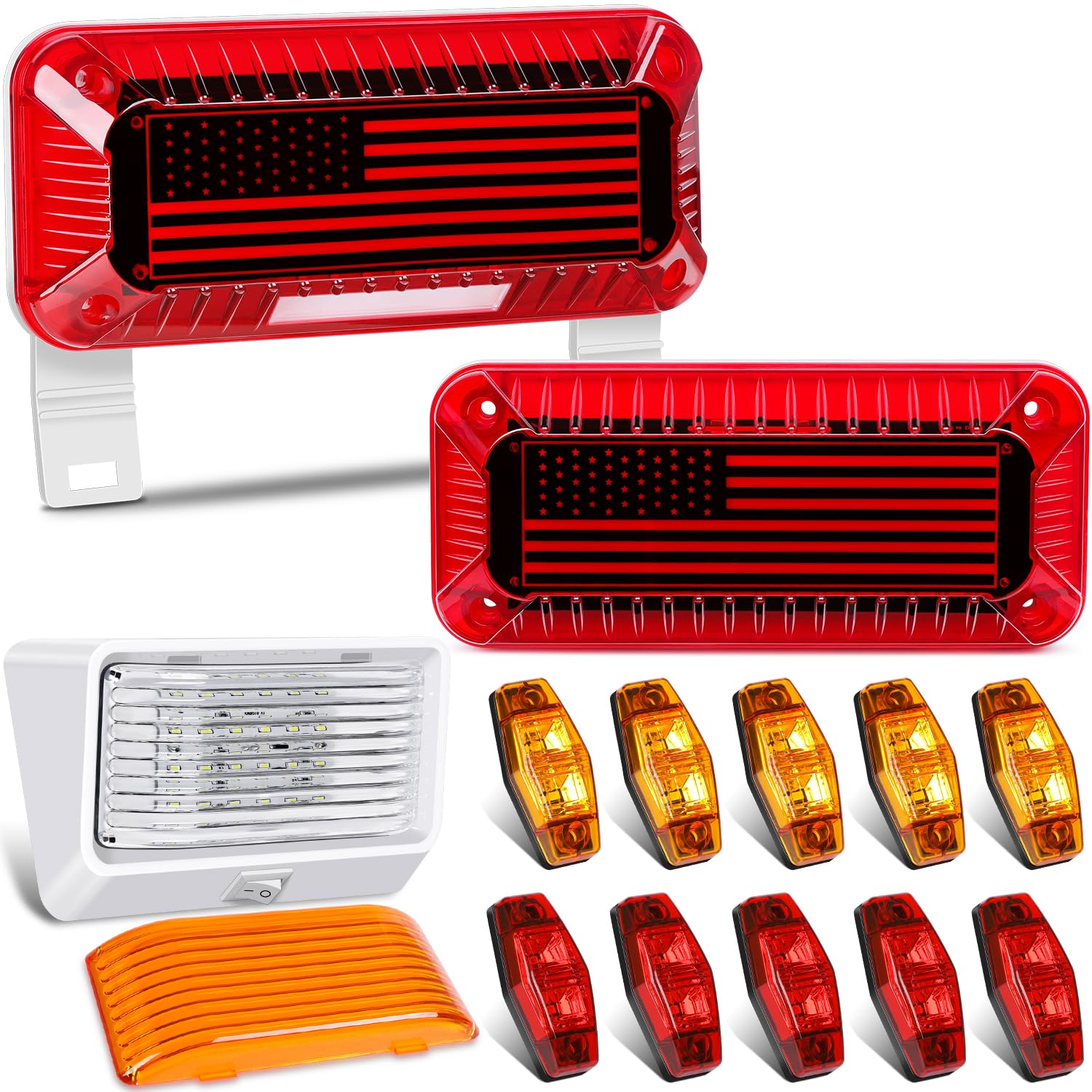 Photo 1 of LINKITOM RV Camper Trailer Tail Light Kit, Super Bright Brake Stop Turn Reverse Tail License Marker Exterior Porch Utility Lights for Utility Trailer Camper RV