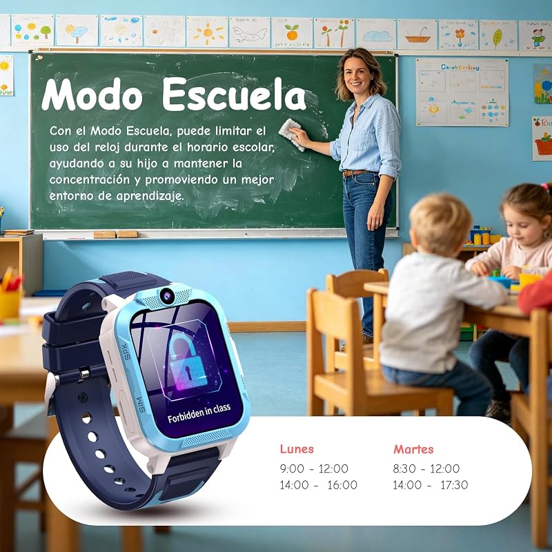 Reloj Inteligente Niño con Videollamada,4G Smartwatch Niño con Videollamada y GPS,SOS, Chat de Voz, Modo Escuela,Batería 850mAh,Podómetro,Despertador,IP68,Juegos,Regalo Ideal para Niños de 4-12 Años