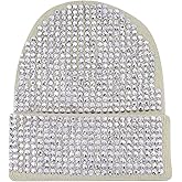 Eilova Orityle Shiny Bling Rhinestone Beanie Cap for Women Y2K Skull Beanies Winter Knit Snow Soft Hat Stretchy Ski Hats