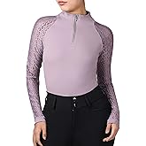 Charmsphere Equestrian Show Shirt for Horse Riding Long Sleeve Equestrian Shirt with Lace Quick-Dry Horse Riding Top