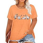 Plus Size Halloween Shirts for Women Spooky Season Tshirt Fall Pumpkin T-Shirt Ghost Graphic Tees Short Sleeve Tops