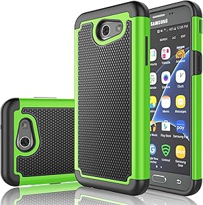 Tekcoo J3 Emerge/J3 Prim Case, Galaxy J3 Luna Pro/J3 Mission/J3 Eclipse/Amp Prim 2/Express Prim 2 Case,[Tmajor] Shock Absorbing [Green] Rubber Plastic Sturdy Hard Cover