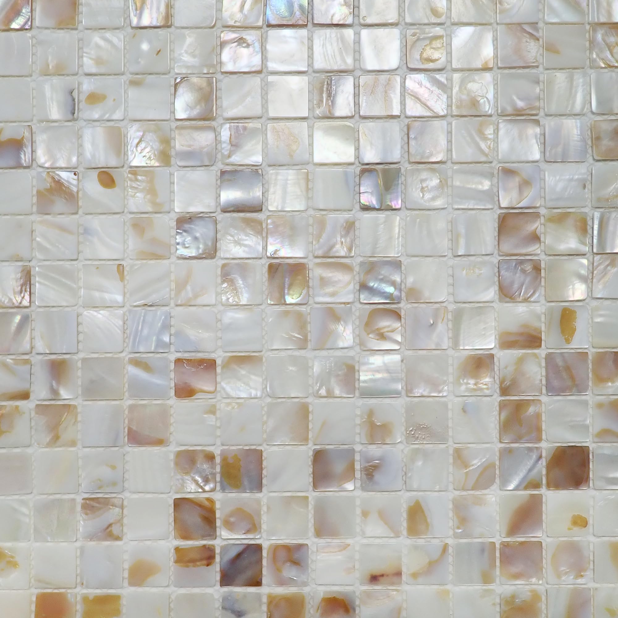 Incudo Natural Mother of Pearl Square Mosaic Tile - 305x305mm, Mesh Backing