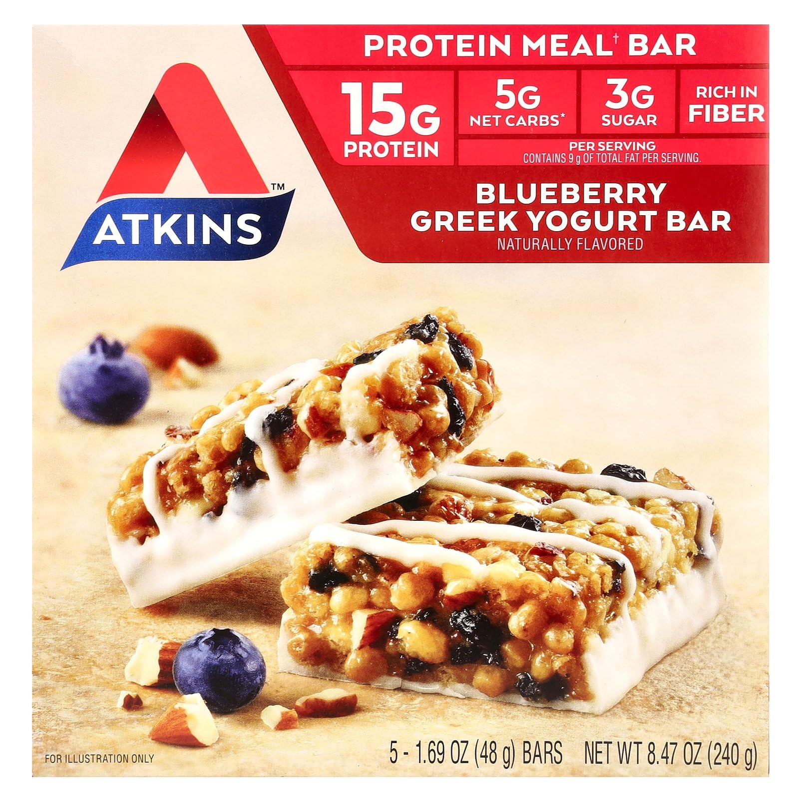 Atkins Advantage Meal Bars - Blueberry Greek Yoghurt x 5 bars