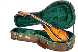 Crossrock Master Series A-Style Mandolin Case | Olive Green Tweed Exterior, Re-Engineered Wooden Shell, Leather Handle, Backpack Straps(CRW720MAOG)