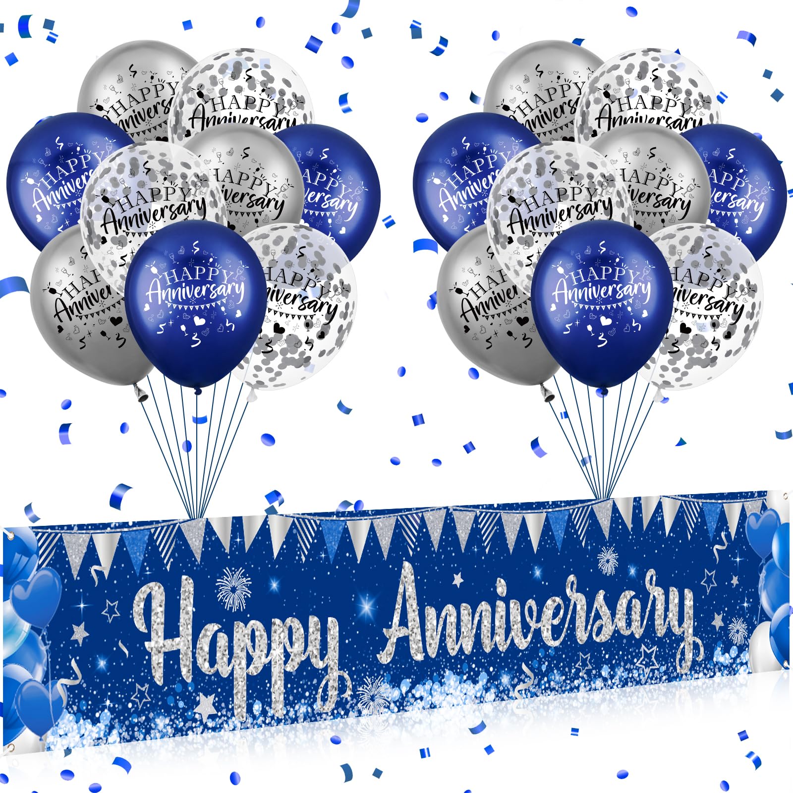 Photo 1 of *MISSING PARTS*
Blue Happy Anniversary Decorations for Men Women, Silver Blue Happy Anniversary Banner and 18pcs Balloons Party Decor for Wedding Anniversary Decorations Kit Supplies