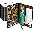 WeChef 30 Pack Restaurant Menu Covers 8.5 x 14" Book Style 3 Pages 6 Views PVC Transparent Restaurant Menu Holder Book Cafe Hotel Bar Black