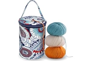 DASONWIN Small Portable Yarn Holder with Anti-Tangle Design, 2-3 Standard Size Balls,Yarn Storage Bag for Crocheting On The Go, Ideal Crocheting Gifts for Women and Crocheter (Blue)