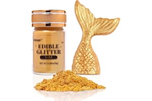 Sujoygar Gold Luster Dust Edible, 8g Edible Glitter for Cake Drink Cocktail Painting Baking Chocolate Strawberry, Edible Shimmer Powder Dust Kosher & Halal Certified Food Grade