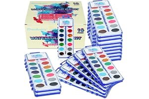 ZHENBUCO 16 Pack Watercolor Paint Set- 16 Colors Quality Washable Water Color Paints Sets with Paintbrush, Kids Watercolor Paint Set for Coloring, Art, Classrooms and Paint Party Supplies, Valentines Gifts