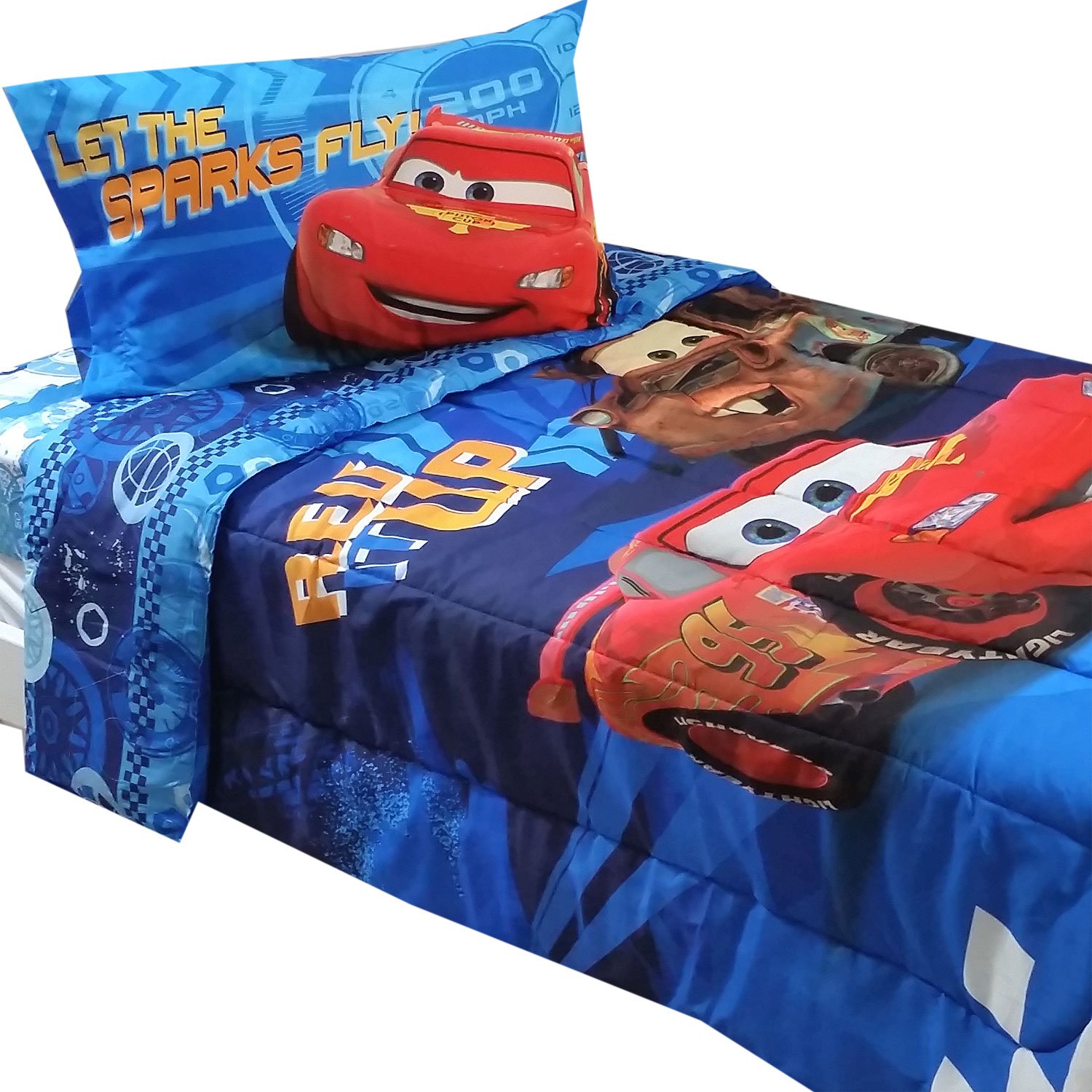 4pc Disney Cars Twin Bedding Set Lightning Mcqueen City Limits