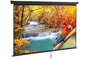 Saicool Projector Screen 100 Inch 16:9 HD Portable Manual Pull Down Projector Screen, Wall Ceiling Mounted Retractable Widescreen for Home Theater Cinema Office Movie TV Game, Black