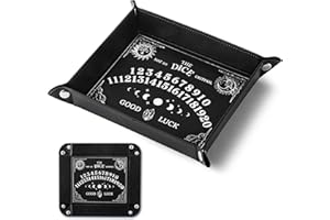 Haooryx PU Leather Dice Tray - Novelty Magnetic Portable Folding PU Leather Pieces Hexagon Octagon D RPG DND Table Desk Dice Holder Mat Rolling Tray Set Storage Box Felt Lined Board Game Staging Area