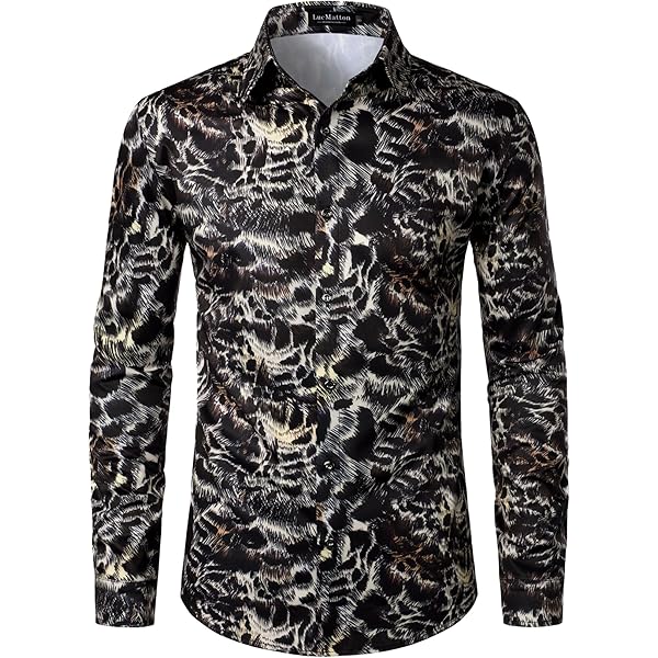 FAWHEWX Heren luipaardprint shirt lange mouw dierenprint jachtluipaard FAWHEWX Heren luipaardprint shirt lange mouw dierenprint jachtluipaard