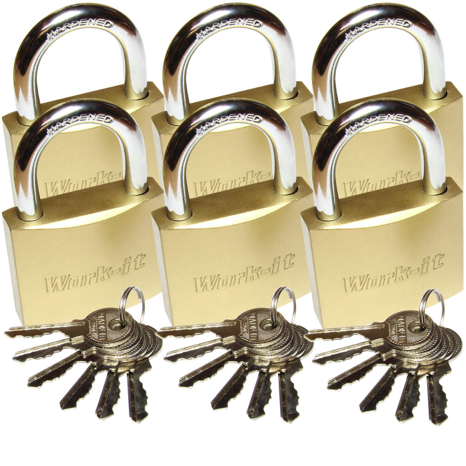 6 x Padlock Locks with 36 Keys keyed Alike