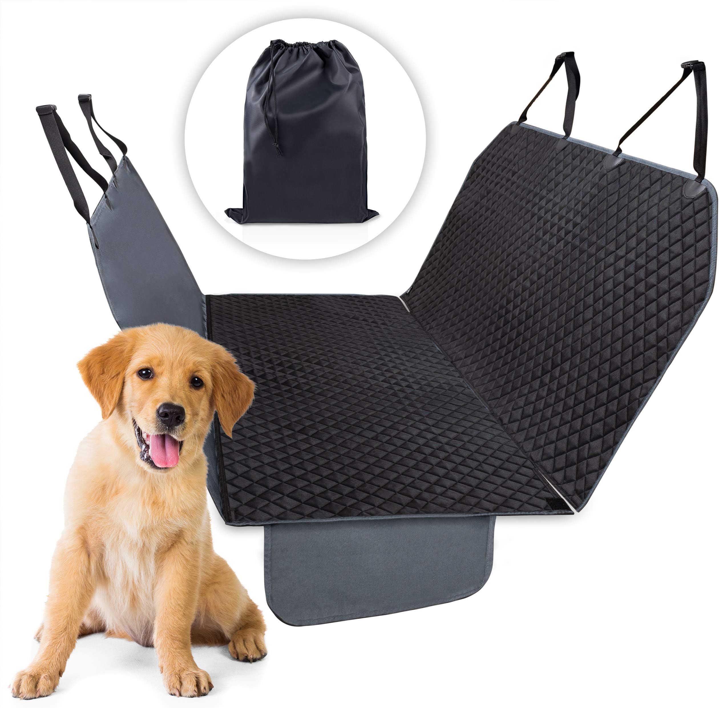 Everanimals | Dog Seat Cover | Car Protector Hammock | Heavy Duty Waterproof Covers | Rear Bench Protection With Side Flaps | Easy To Install | Comes With Storage Pouch | Pet Travel Accessories