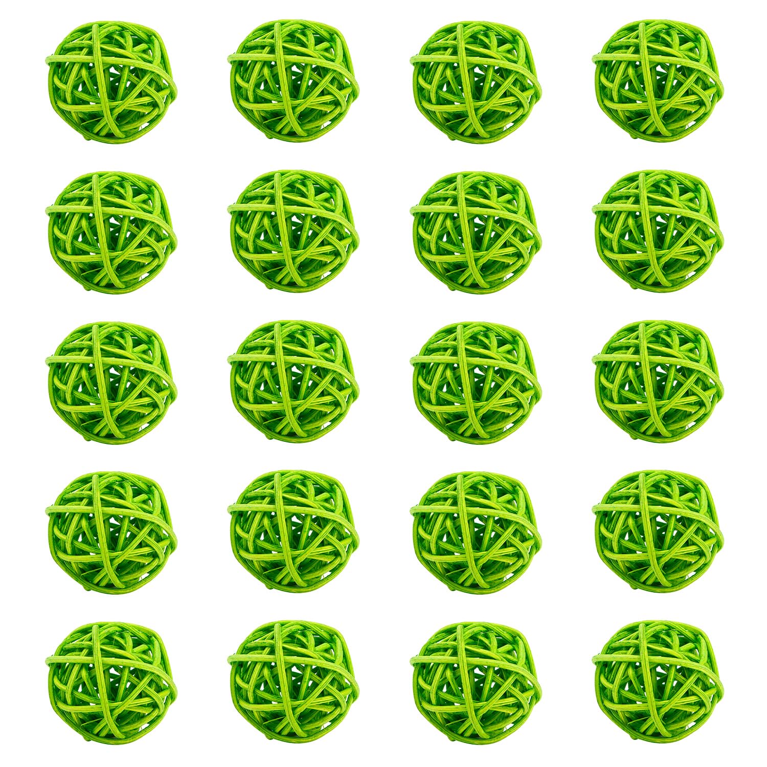 Hapivida 20Pcs Decorative Rattan Balls, Party Wicker Balls Bird Toy Rattan Balls Table Wedding Christmas Decoration Decorative Balls Bowl Fillers Vase Fillers Home Decor (Green)