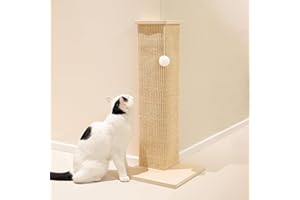 PETKARAY Couch Corner Cat Scratcher, 28'' Corner Scratching Post Cat Wall Scratcher, Sisal Scratch Pad for Sofa, Wall Furniture Protector with Toy Ball