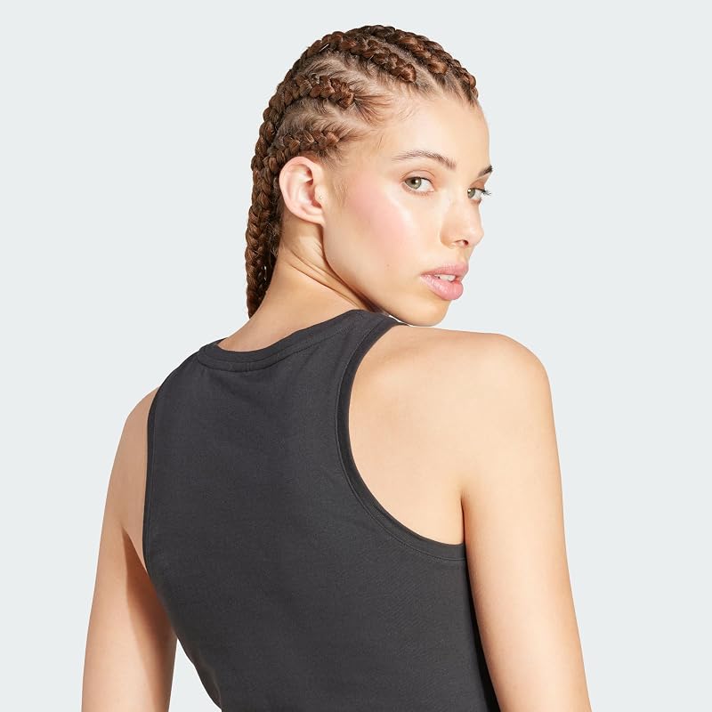 Damen Essentials Linear Slim Cotton Tank Shirt, Black/White, S