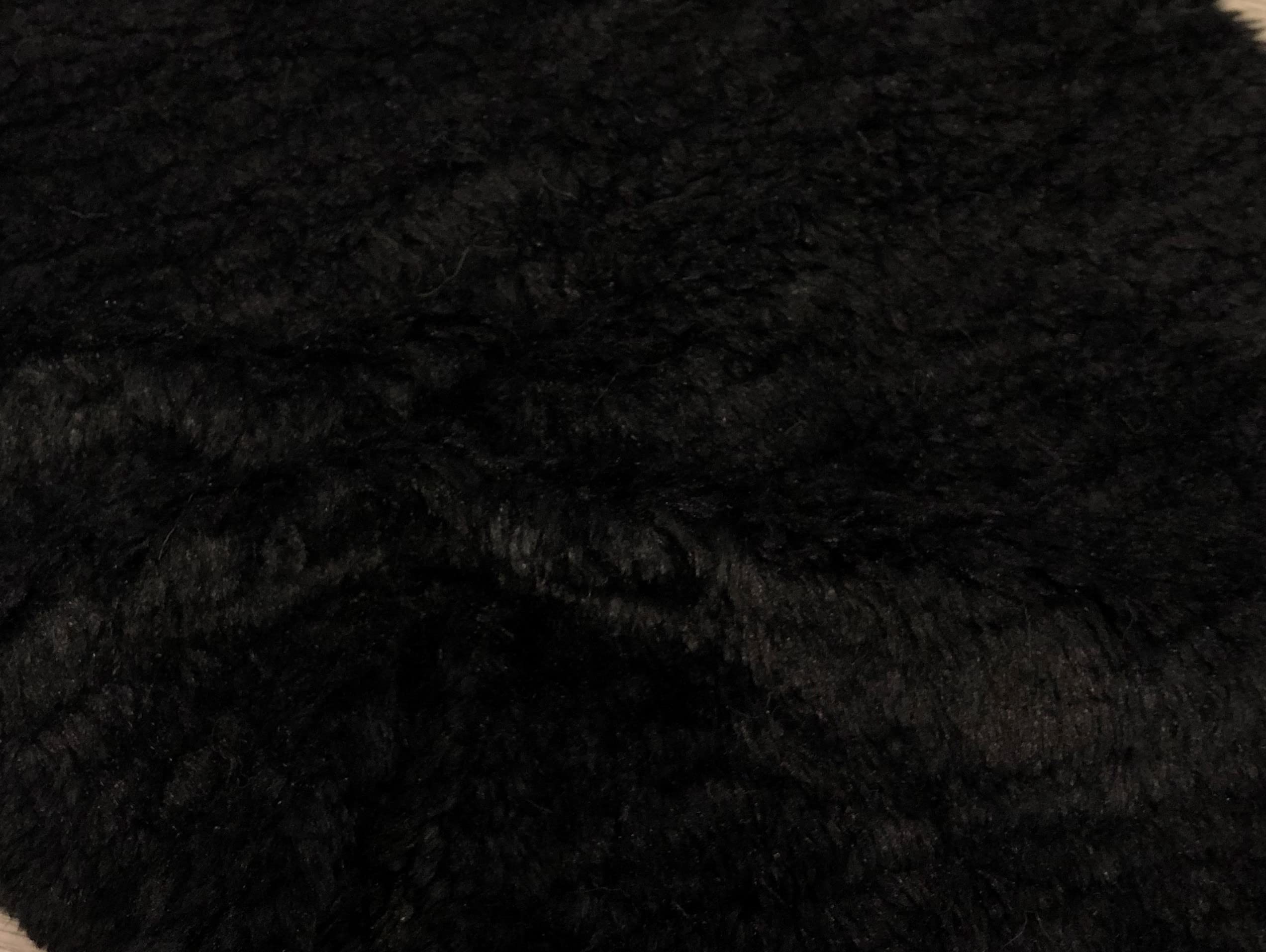 Super Luxury Faux Fur Fabric Material - Black Sherpa 624, 1Mtr - 150cm x 100cm