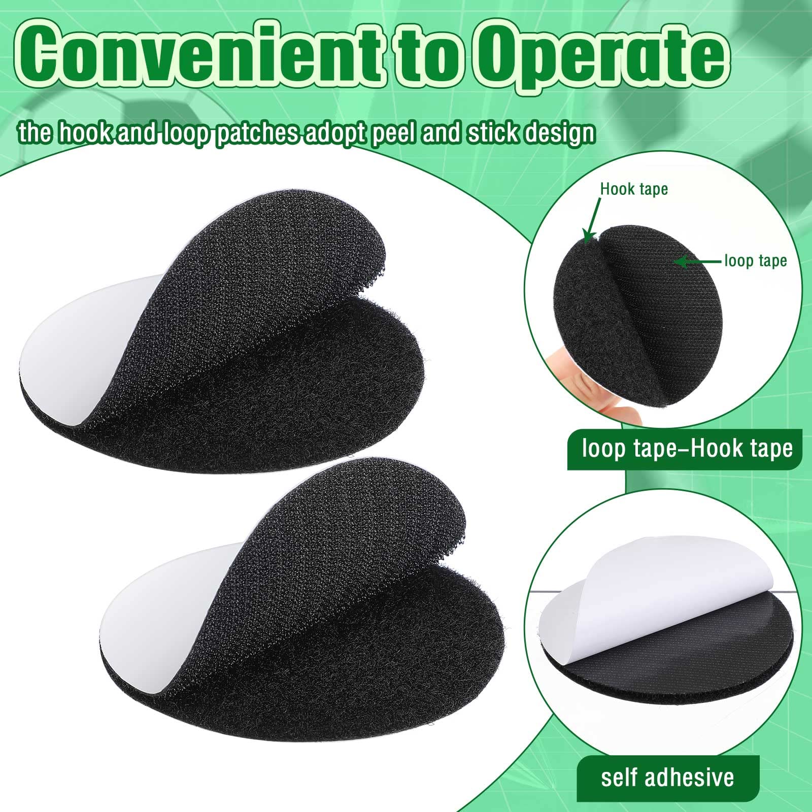 Chengu 12 Pairs Referee Patch Hook and Loop Dots 3 Inch Self Sticky Circle Round Adhesive Double Sided Hook and Loop Fasteners for Home Office DIY Wall Decor Tool Hanging