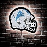 Team Sports America Evergreen NFL Detroit Lions Ultra-Thin LED Light Wall Sign Décor | Full Size Replica Helmet | - 19.5 x 15 Inches | Made in USA