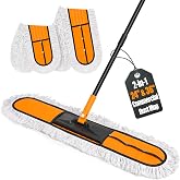 JEHONN 2-in-1 Commercial Dust Mop with 24" &amp; 36" Microfiber Pads (Orange)