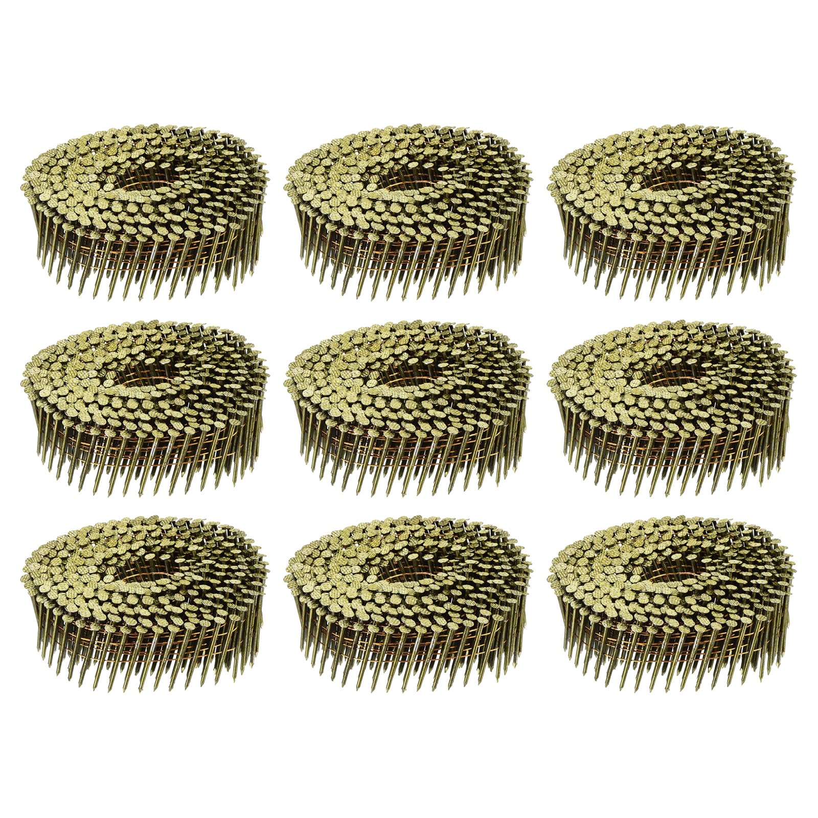 uxcell 3600 Count Siding Nails 1-1/2" x 0.083" 15-Degree Ring Shank Full Round Head Collated Wire Coil for Lath and Sheathing Materials