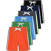 YERIOK 6 Pack Boys Mesh Athletic Shorts Kids Youth Basketball Shorts Active Quick Dry Gym Sports Clothes with Stripe