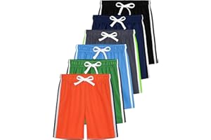 YERIOK 6 Pack Toddler Boys Athletic Shorts Boys Basketball Shorts Mesh Active Sports Gym Soccer Quick Dry Shorts for Summer