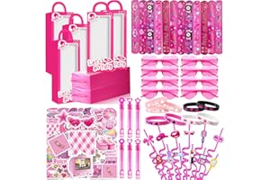 CHSLtmxq 122 Pcs Pink Party Favors Pink Toy Gift Goodie Bag Stuffer Filler Makeup Party Decorations,Princess Theme Birthday Party Favors Decorations. ﻿