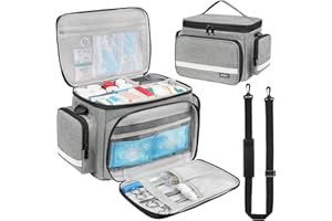 Medical Bag,First Aid Bag Empty,Home Health Nurse Bag with Detachable Divider,Medical Supplies Storage Tote for Nursing Stude