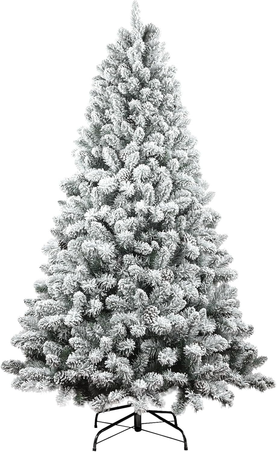 Trees - 5FT Flocked Artificial Christmas Tree,Flocked Holiday Christmas Pine Tree with Pinecone, Snow Flocked Xmas Tree,Party Decoration 600 Branch Tips，Reinforced Metal Base & Easy Assembly by Maylaviu