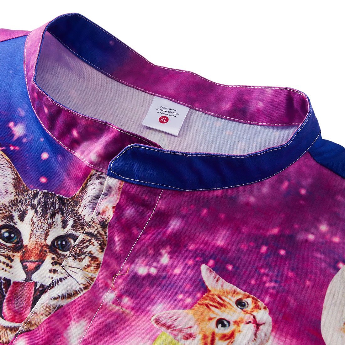 Mens Galaxy Cat Rolls Jumpsuit Lovely Short Sleeve 3D Fashion Stars Nebula Space Print Romper One Piece Summer Casual Beach Shorts Zipper Outfits Party BBQ Beach Medium