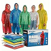 Wealers Rain Poncho Bulk Pack Disposable Ponchos Adults Emergency Raincoat Hood Strings Multi Colors