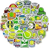 50pcs Tennis Sport Stickers, Cool Waterproof Vinyl Decal for Kids Girl Teen Adult Student Water Bottle Laptop Phone Computer Skateboard Luggage Notebook Scrapbook Helmet