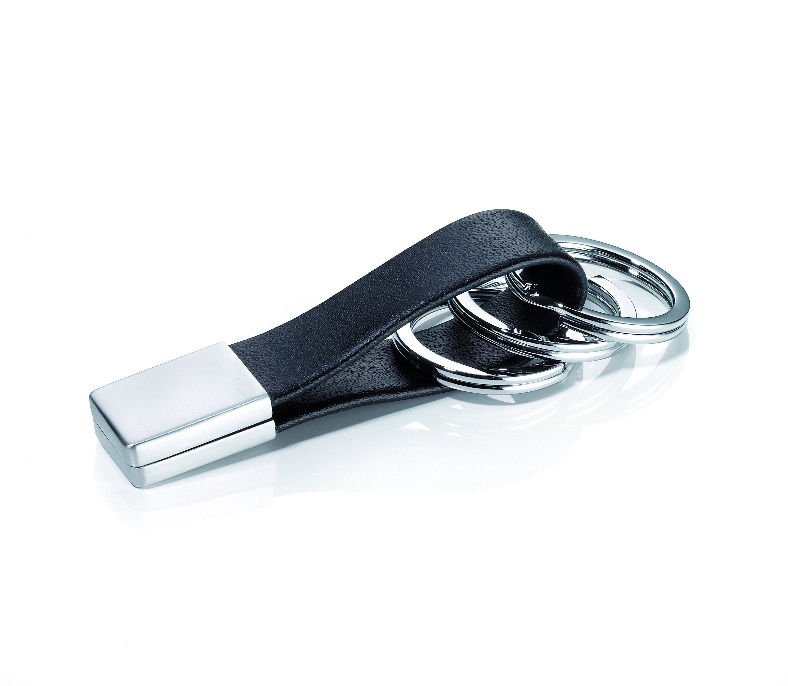 Troika Twister – KRG649/LE – Keyring with "twist-lock" – 3 keyrings – leather/metal – black – Troika original