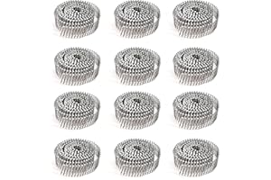 BHTOP 3600 Count Siding Nails, 15-Degree 1-1/2 Inch *.092 Wire Collated Coil Ring Shank Nails, Full Round Head Hot-Dipped Galvanized Siding Nailer