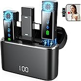 GARUTED 2 Pack Wireless Lavalier Microphone for iPhone iPad Android, Active Noise Reduction Mini Mic with Charging Case 7H Clip On Microphones for Interview, Recording, Vlogging, Live Streaming, 80ft