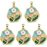 COGCHARGER Vintage Metal Flower Charms for Jewelry Making Van Gogh Inspired Oil Painting Style Brass Enamel Charms Pendants for Earrings Necklaces Bracelets DIY Supplies