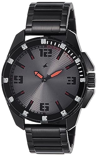 fast track black metal watch