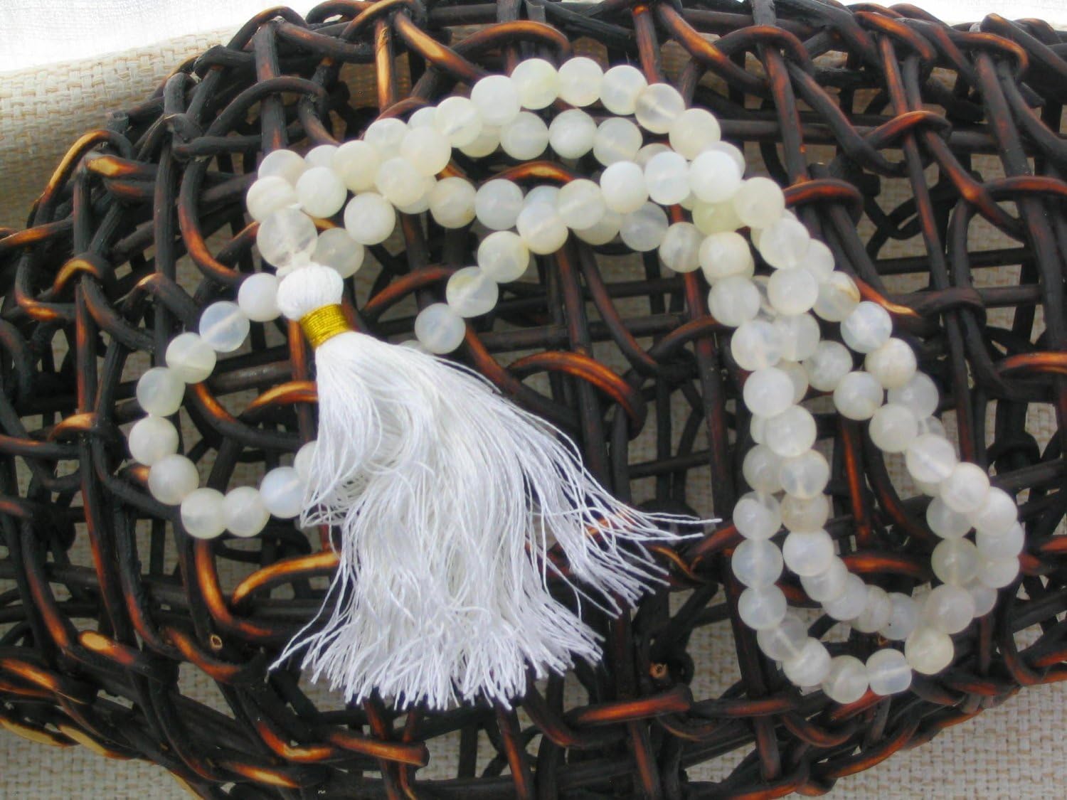 Moonstone Mala: 108 Beads on Unknotted String