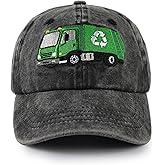 Garbage Trucks Hats for Boys Girls Age 3-10, Adjustable Washed Vintage Embroidered Kids Baseball Cap