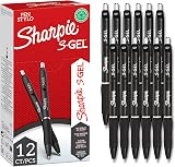 Sharpie S-Gel Gel Pens Medium Point 0.7mm Black Ink 12 Count