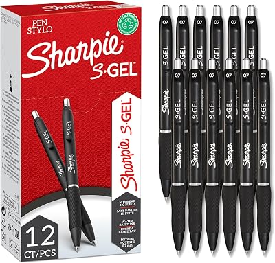Sharpie S-Gel Gel Pens Medium Point 0.7mm Black Ink 12 Count