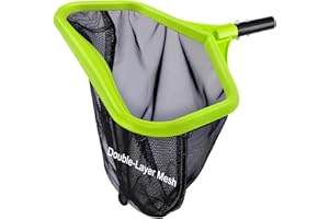 Goovilla Pool Net, Pool Skimmer Net with Reinforced Frame, Large Capacity Pool Cleaning Net, Fine Mesh Pool Nets for Cleaning Leaves Pond Spa Inground Swimming Pools, Pool Leaf Rake, Green (No Pole)