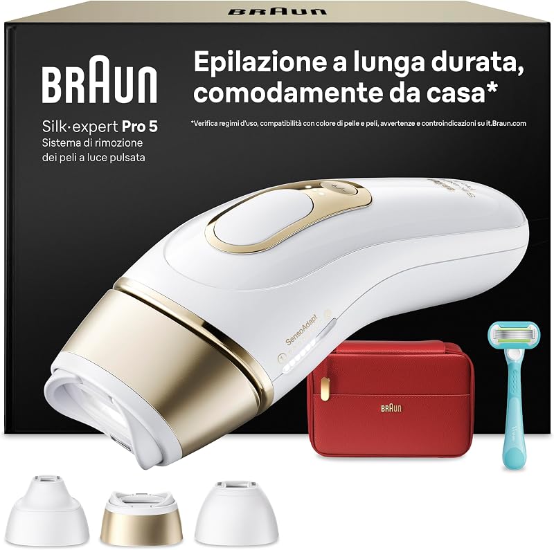 Silk·Expert Pro 5 Epilatore Luce Pulsata, 3 Testine, PL5321 Oro